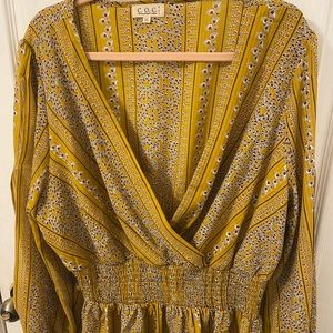 Sexy Yellow Blouse with Two sleeve openings